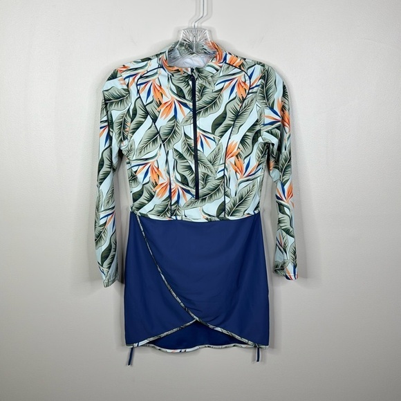 Women's Modest Floral Full Sleeve Swim Top Size Small - Picture 1 of 7